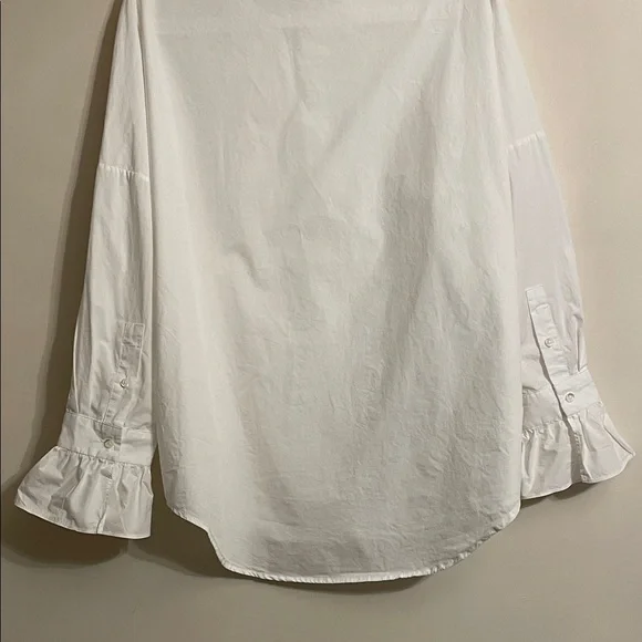 Alex Mill White Ruffle Collar Blouse Button Front Cotton Top Size L - Picture 7 of 13